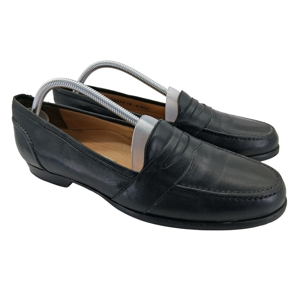 Bragano Penny Loafers Shoes Mens Size 10 M Black Leather Slip On Made In Italy